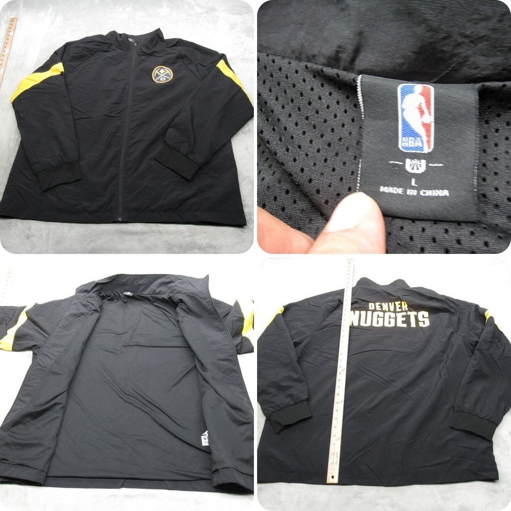 NBA Denver Nuggets Jacket Mens Large‎ Black Full Zip Windbreaker Basketball